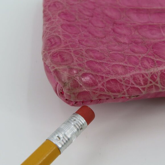 Jamah Barbi Pink Crocodile Leather Suede Lining Chain Strap Wristlet Handbag Bag - Picture 9 of 16